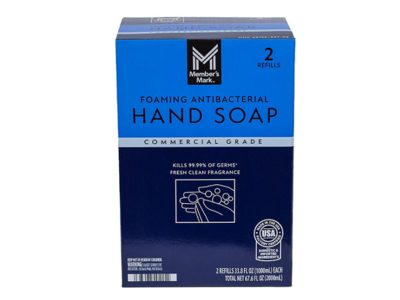Member's Mark Foaming Antibacterial Hand Soap, 67.6 fl oz/2000 mL, 2 Count