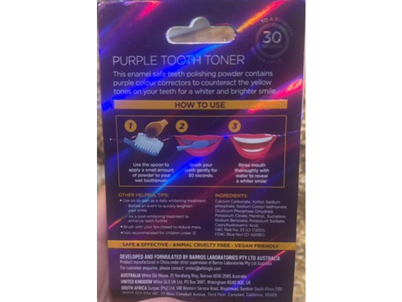 White Glo Purple Tooth Toner Polishing Powder, Fresh Mint, 1.05 oz/30 g