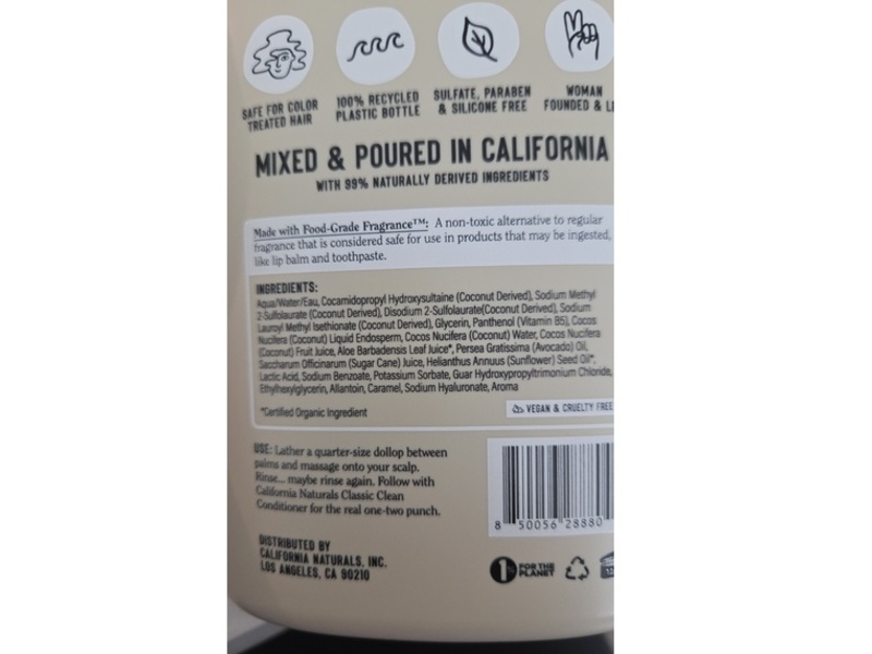 California Naturals Classic Clean Shampoo, Toasted Coconut, 20 fl oz/591 mL