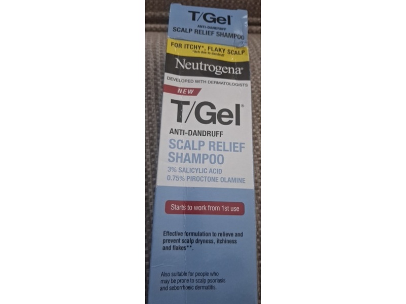 Neutrogena T/Gel Anti-Dandruff Scalp Relief Shampoo, 3% salicylic Acid, 0.75% Piroctone Olamine, 150 mL