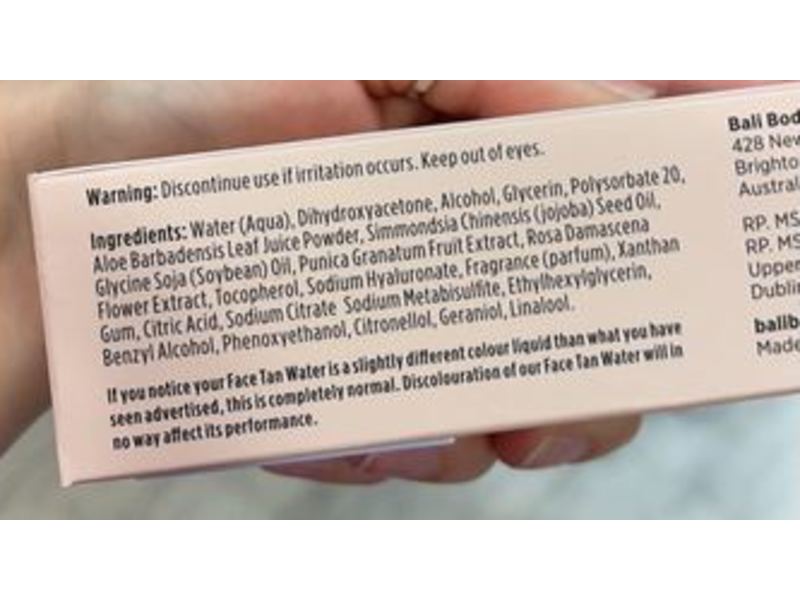 Bali Body Face Tan Water Self Tan, 3.4 fl oz/100 ml