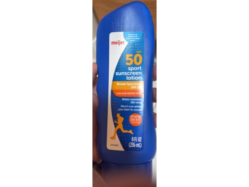 Meijer Sport Sunscreen Lotion, SPF 50, 8 fl oz/236 mL.