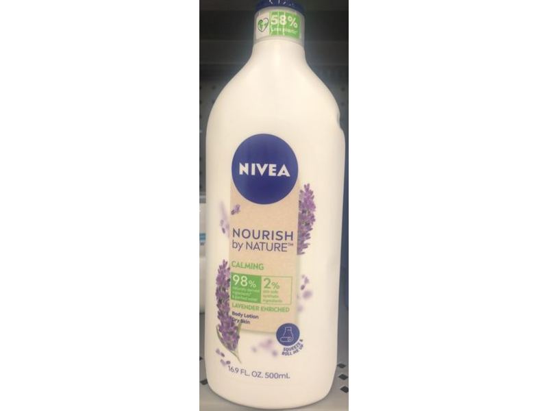 Nivea Nourish By Nature Body Lotion, Lavender Enriched, 16.9 fl oz/500 mL