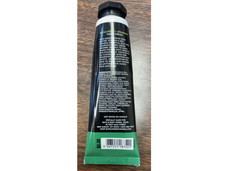 Bath & Body Works Aromatherapy Hand Cream, Eucalyptus + Spearmint, 1 fl oz/29 mL, Pack Of 2