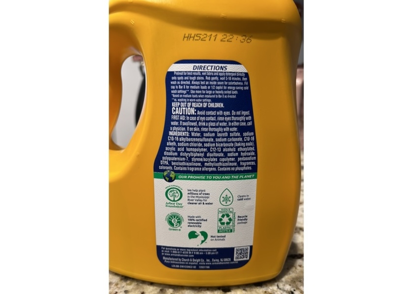 Arm & Hammer Plus A Touch Of Softener Liquid Laundry Detergent, Orchard Bloom, 77 Loads, 100.5 fl oz/2.97 L