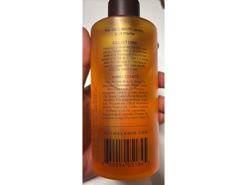 Glo Melanin Brightening Body Oil, Turmeric Oil + Coffee Oil + Vitamin E, 8 fl oz/240 mL
