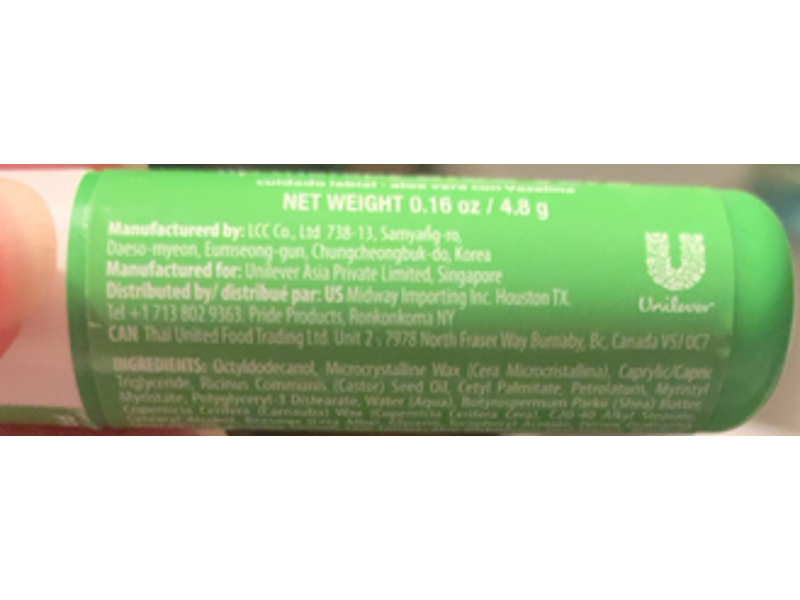 Vaseline Lip Therapy Lip Balm, Aloe Vera, 0.16 oz/4.8 g, Pack Of 3