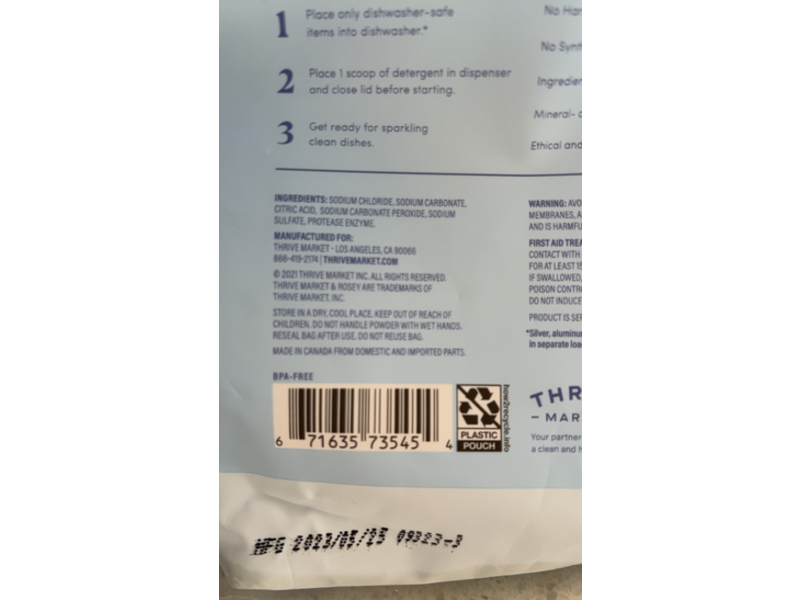 Rosey DIshwasher Detergent Powder, 42 oz/1.19 Kg