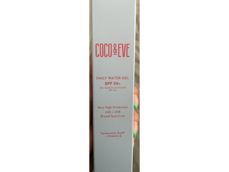Coco & Eve Daily Water Gel, Hyaluronic Acid + Vitamin E, SPF 50+, 2.03 fl oz/60 mL