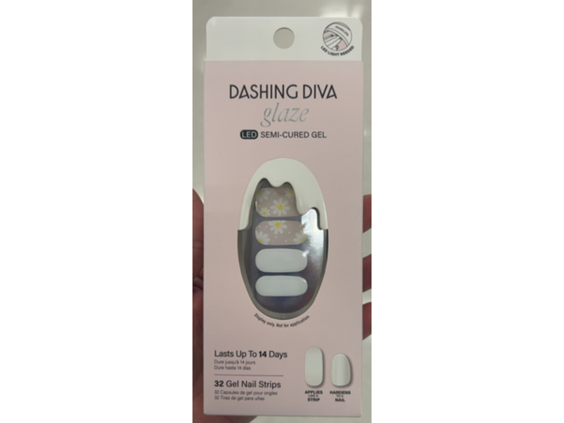 Dashing Diva Glaze LED Semi-Cured Gel Nail Strips, Daisy Dukes, 32 Count