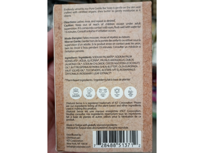 Natural Sense Pure Castile Soap, Almond, 5 oz/141 g