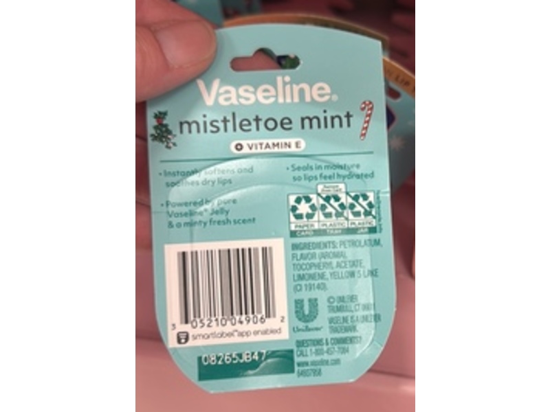 Vaseline Holiday Limited Edition Lip Therapy, Mistletoe Mint + Vitamin E, 0.25 oz/7 g