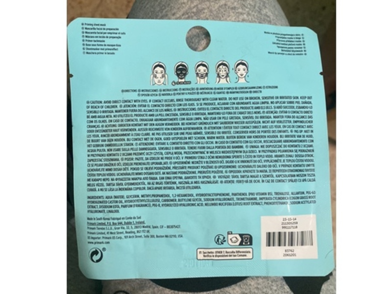 Primark Prep + Perfect Hydrating Priming Sheet Mask, 0.81 oz/23 g