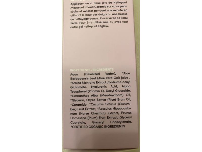 Fitglow Beauty Cloud Ceramide Foam Cleanser, 3.4 fl oz/100 mL