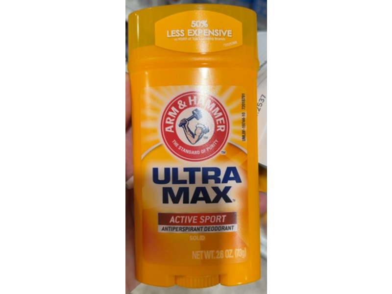 Arm & Hammer Ultramax Anti-Perspirant Deodorant Active Sport, 2.60 oz/73 g, Pack Of 7