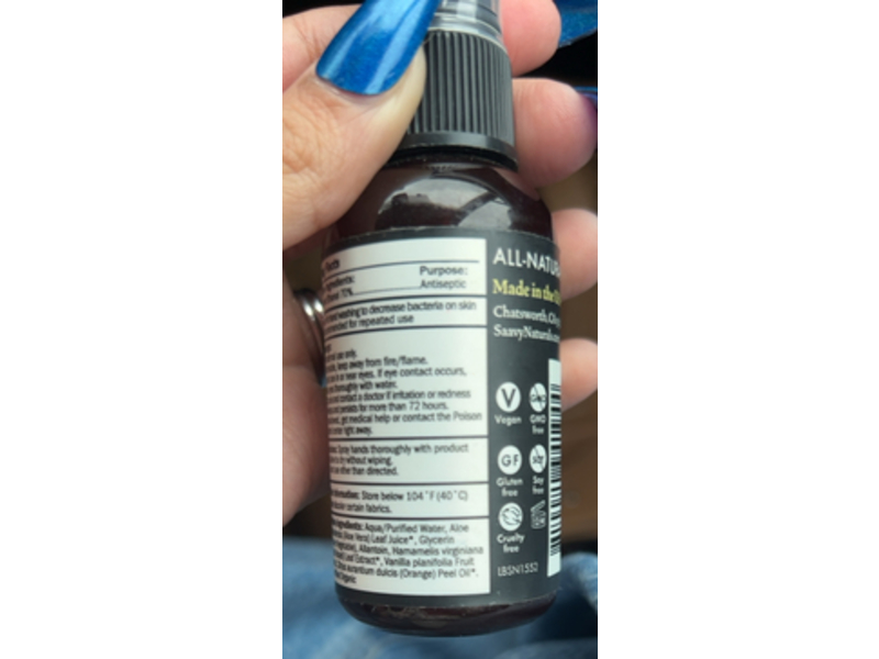 Saavy Naturals Hand Sanitizer, Orange Vanilla, 2 fl oz/60 mL, Pack Of 12