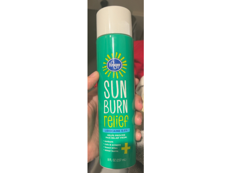 Kroger Sun Burn Relief Spray, Lidocaine 0.5%, 8 fl oz/237 mL