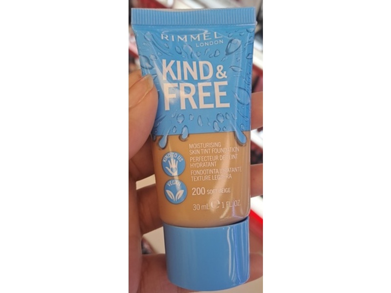 Rimmel London Kind & Free Skin Tint Foundation, 200 Soft Beige, 1 fl oz/30 mL