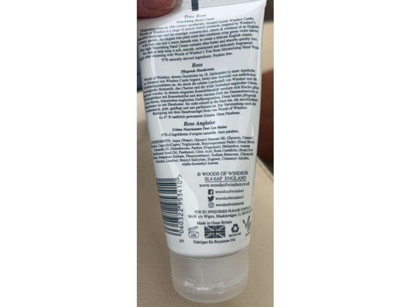 Woods of Windsor True Rose Nourishing Hand Cream, 3.4 fl oz/100 mL