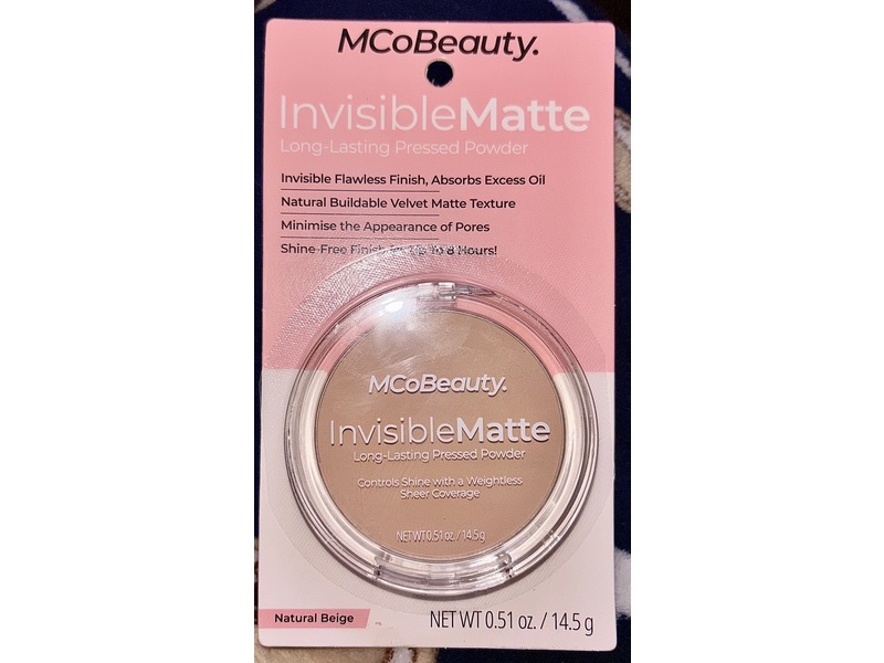 MCoBeauty Invisible Matte Long Lasting Pressed Powder, Natural Beige, 0.51 oz/14.5 g