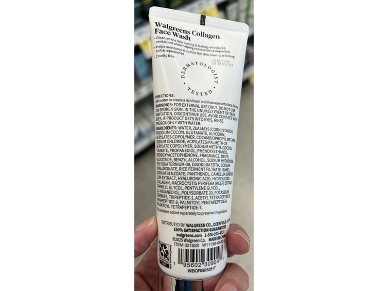Walgreens Collagen Face Wash, 4.06 fl oz/120 mL