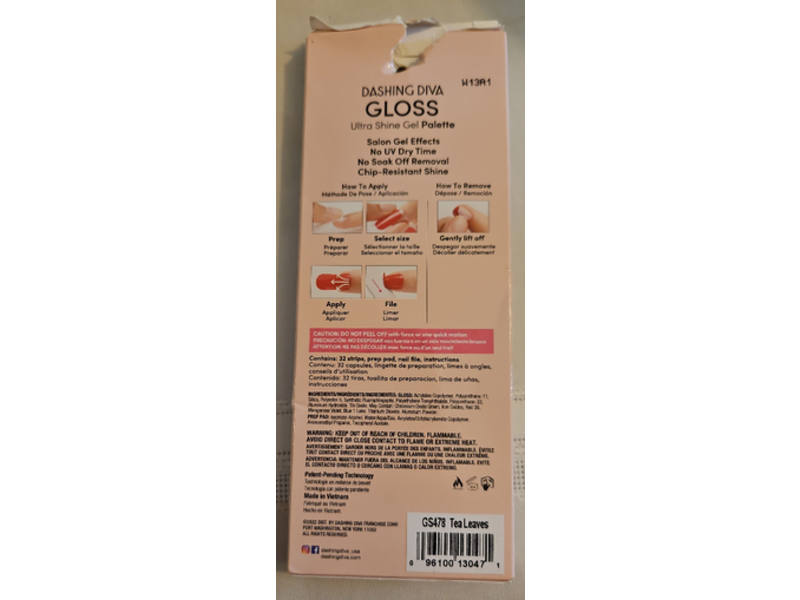 Dashing Diva Gloss Ultra Shine Gel Nail Strips, Tea Leaves, 32 Count