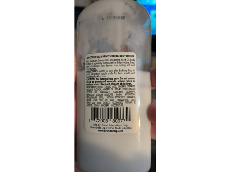 NextGen Body Lotion, Coconut Oil & Hemp Seed Oil, 12 fl oz/354 mL