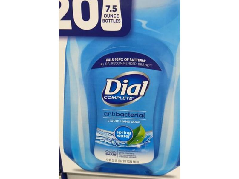 Dial Complete Antibacterial Liquid Hand Soap, Spring Water, 52 fl oz/1.53 L, Refill