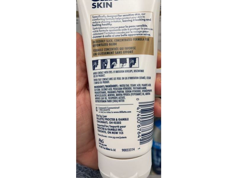 Gillette Skin Shave Cream Ultra Sensitive, Shea Butter & Vitamin E, 6 fl oz/177 mL