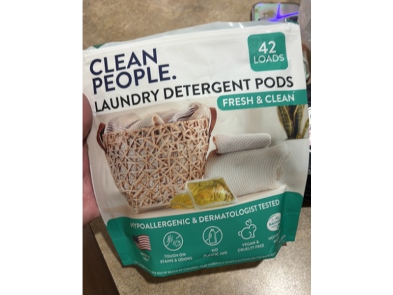 Clean People. Laundry Detergent Pods, Fresh & Clean, 42 Loads