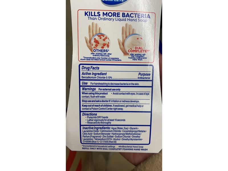 Dial Complete Foaming Antibacterial Hand Wash, Spring Water, 10 fl oz/296 mL