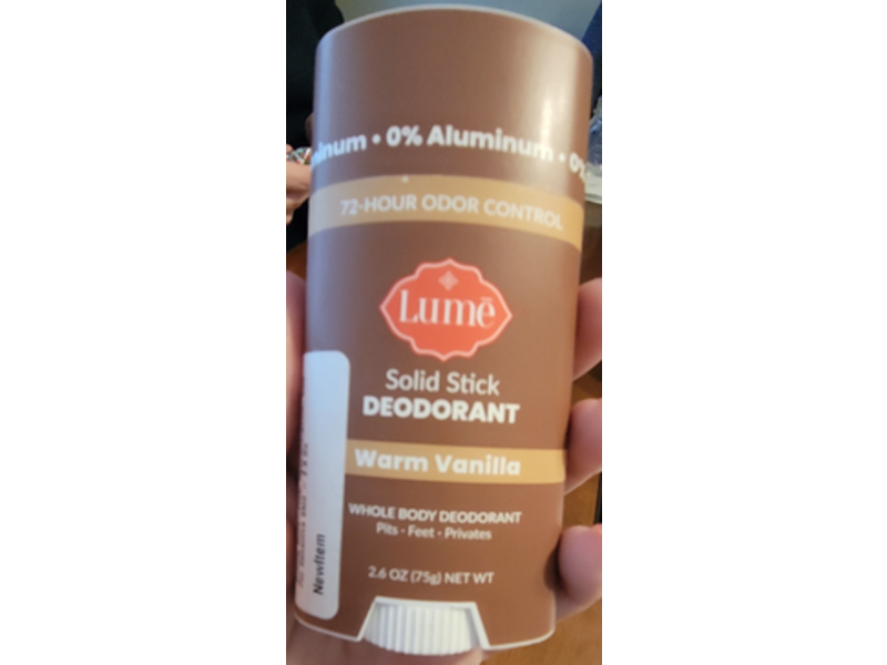 Lume Solid Stick Body Deodorant, Warm Vanilla, 2.6 oz/45 g
