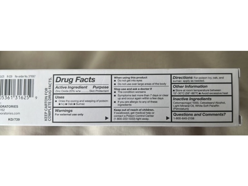 Rugby Zinc Oxide Ointment 20%, 2.11 oz/60 g