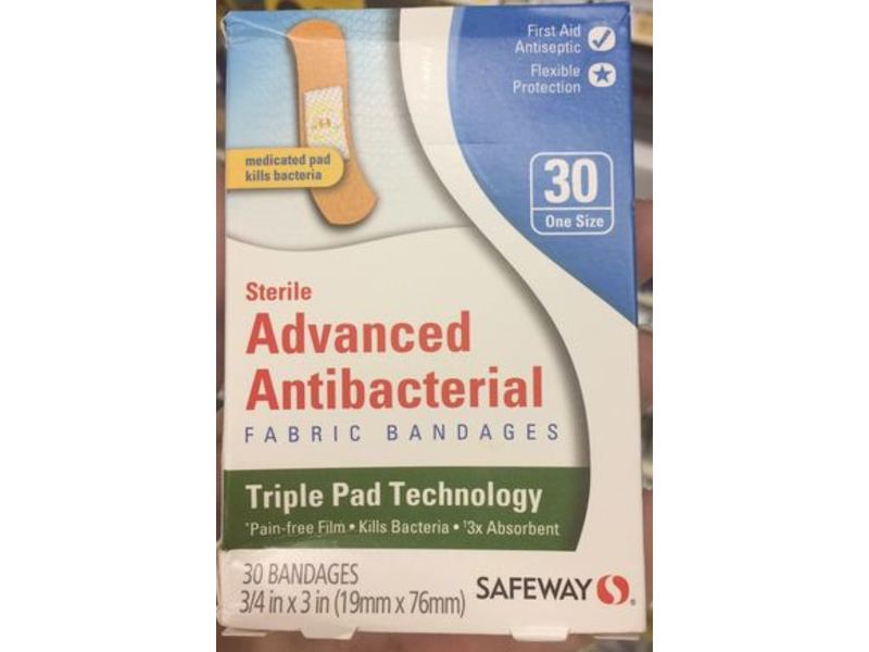 Safeway Sterile Advanced Antibacterial Fabric Bandage, One Size, 30 Count