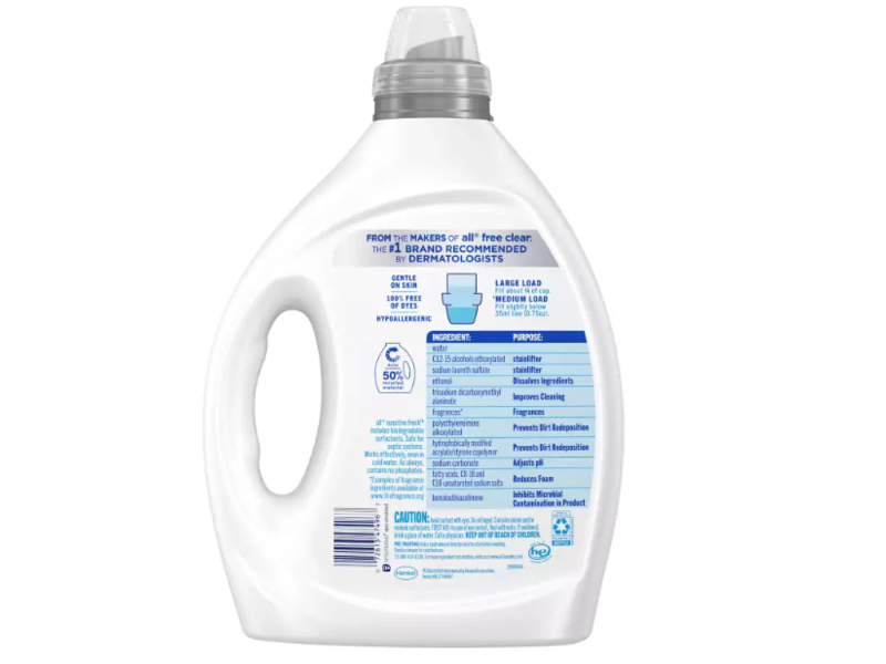 All Sensitive Fresh Concentrated Laundry Detergent, Spring Breeze, 110 Loads, 82.5 fl oz/2.43 L