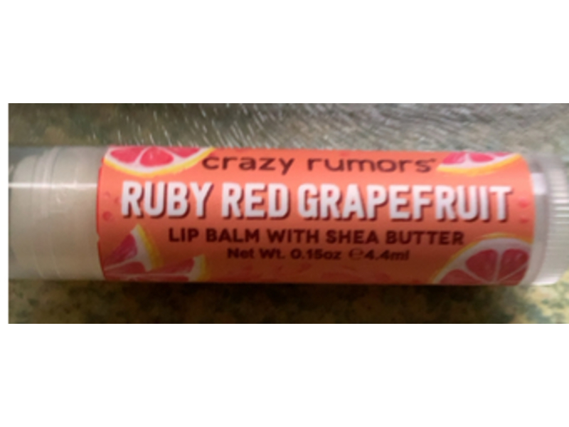 Crazy Rumors Ruby Red Grapefruit Lip Balm with Shea Butter, 0.15 oz/4.4 mL