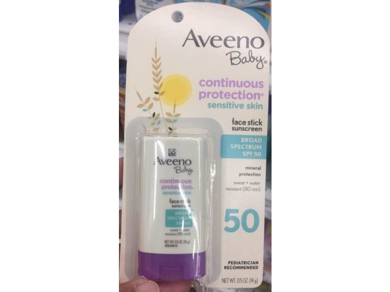 Aveeno Baby Continuous Protection Sensitive Skin Sunscreen Stick, SPF 50, 0.5/14 g
