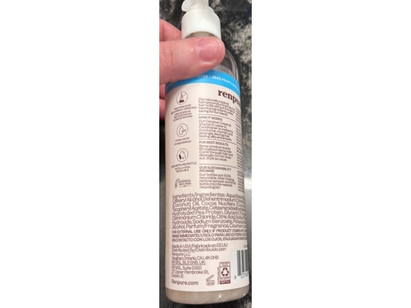 Renpure Nourishing Leave-In Conditioner, Coconut Cream & Vitamin E, 8 fl oz/236 mL