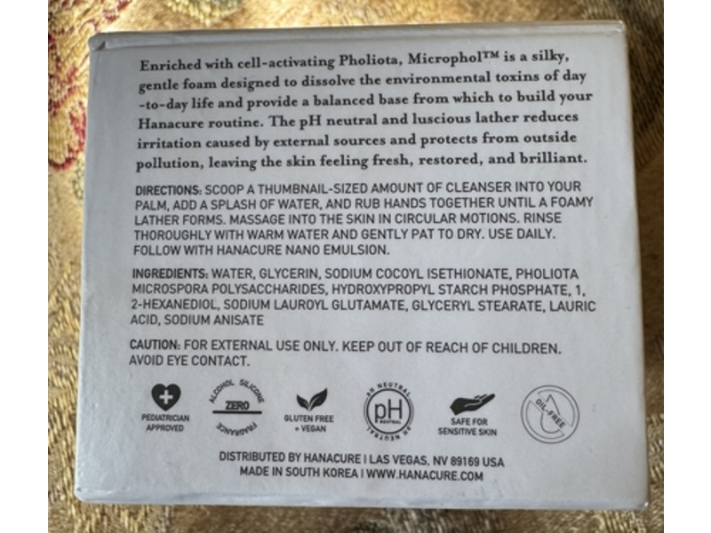 Hanacure Microphol Neutralizing Cleanser Face Wash, 1.7 oz/50 g