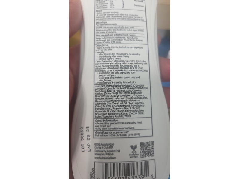 Australian Gold Ultimate Hydration Lotion Sunscreen, SPF 70, 8 fl oz/237 mL