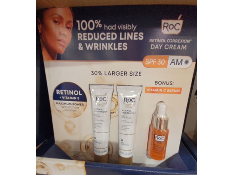 RoC Retinol Correxion Deep Wrinkle Daily Moisturizer Cream, SPF 30, 1.3 fl oz/38 mL, Pack of 2