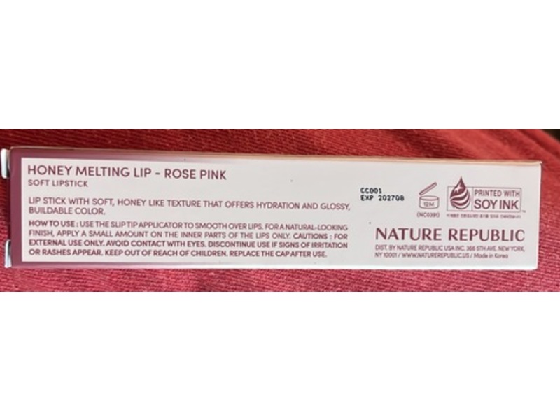 Nature Republic Honey Melting Lip Soft Lipstick, 18 Rose Pink, 0.09 oz/2.7 g