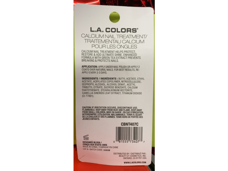 L.A. Colors Calcium Nail Treatment, 0.44 fl oz/13 mL