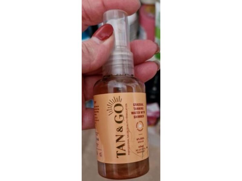 Tan & Go Gradual Tanning Water with Shimmer, 6% DHA Medium, 60 mL