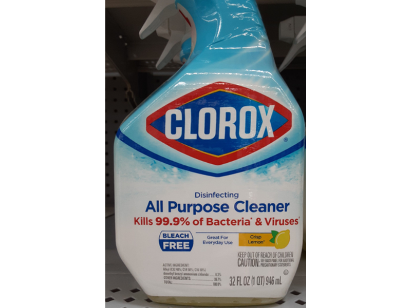 Clorox Disinfecting All Purpose Cleaner, Bleach Free, Crisp Lemon, 32 fl oz/946 mL
