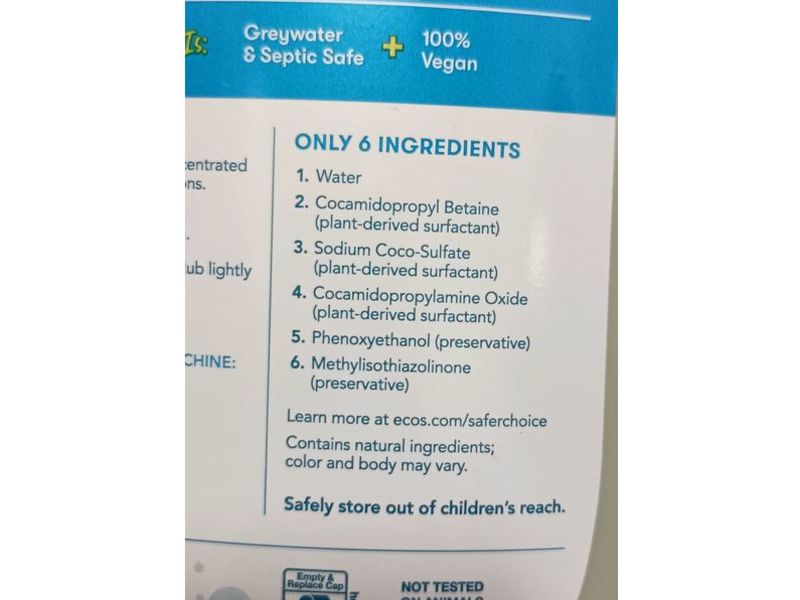 ECOS Plant Powered Laundry Detergent, Free & Clear, 100 Loads, 100 fl oz/2.96 L