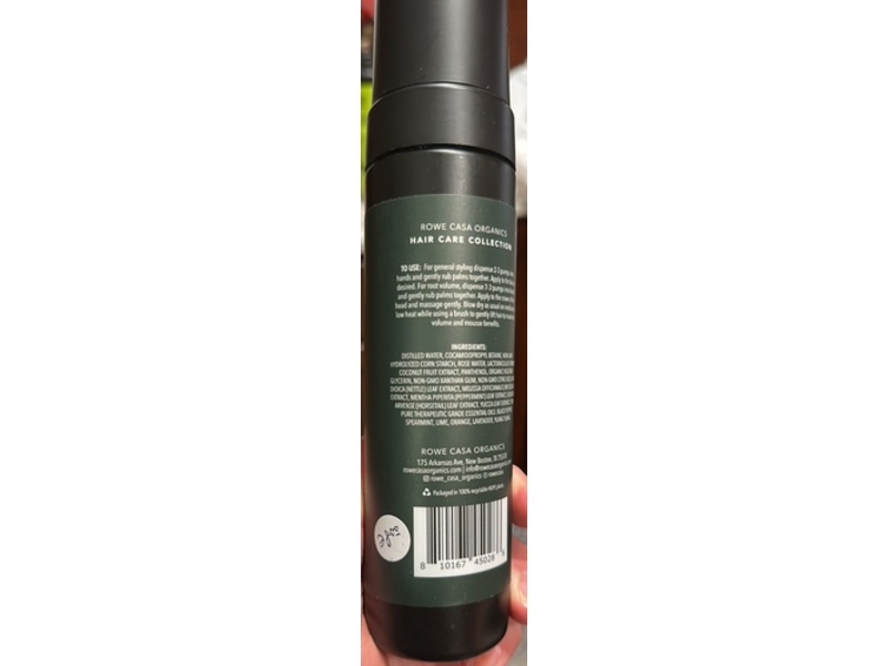 Rowe Casa Organics All-Natural Volumizing Hair Mousse, Light Hold, 7.3 oz/215 mL