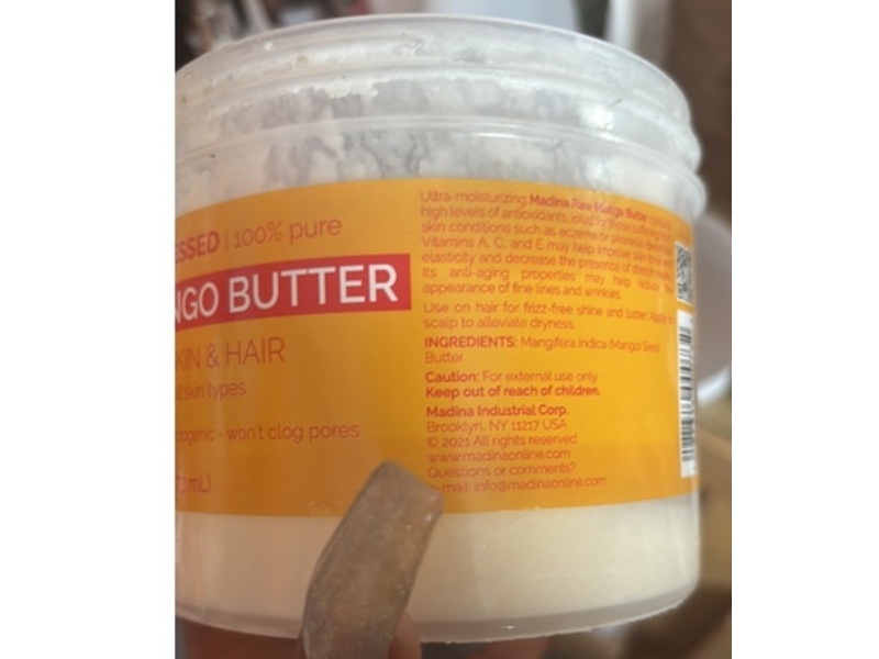 Madina 100% Pure Mango Butter, 16 oz/473 mL