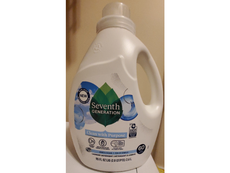 Seventh Generation Liquid Laundry Detergent, Free & Clear, 60 Loads, 90 fl oz/ 2.6 L