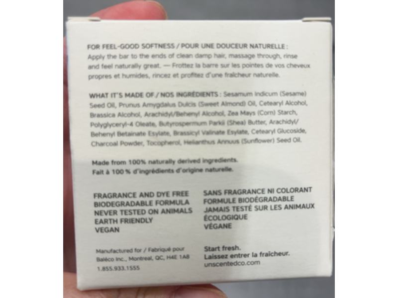 The Unscented Company Conditioner Bar, 2.3 oz/65 g